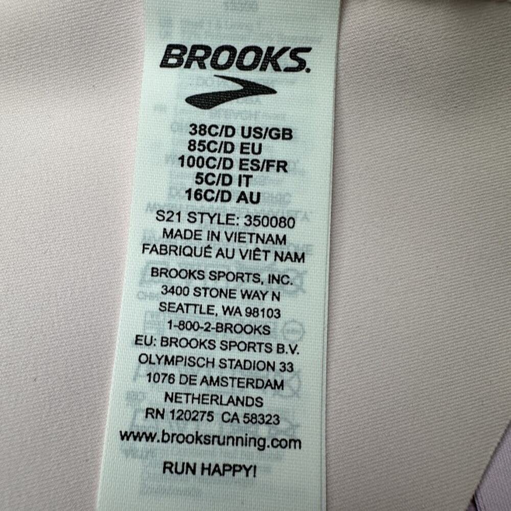 Brooks 3 Pocket Sports Bra Womens 38C/D Lilac Removable Cups Running Wireless - Picture 7 of 11
